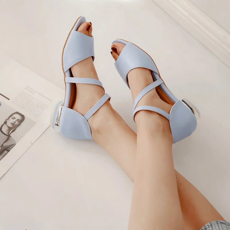 

Big Size 11 12 13 high heels sandals women shoes woman summer ladies Fish-mouth Magic Decorative Flower Square and Pack Heel