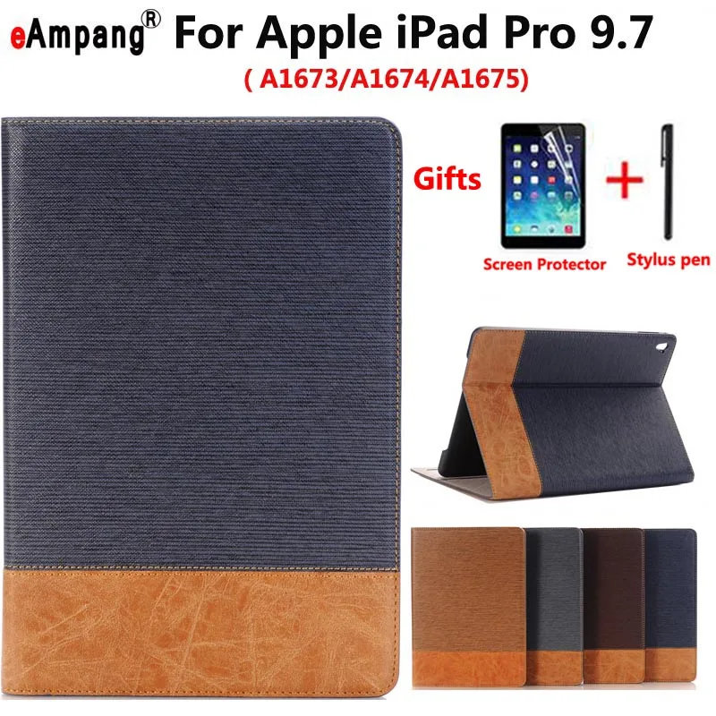 Ковбой ткань кожаный чехол для Apple iPad Pro 9,7 A1673 Smart Case чехол принципиально Tablet Высокое качество Slim Flip Стенд кожи основа