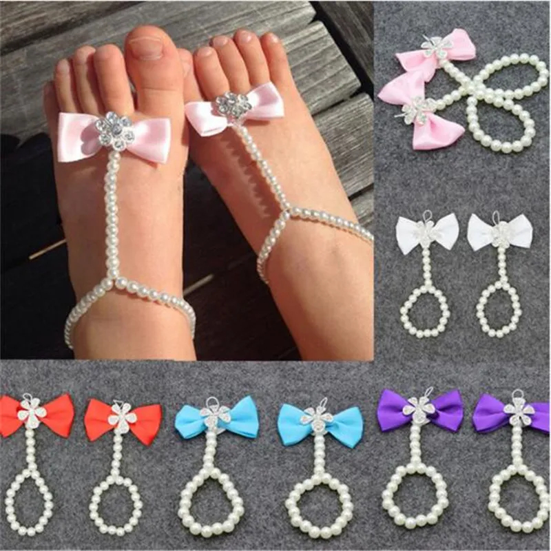 

Fashion Baby Girls Barefoot Sandals Foot Jewelry Anklet Bracelet Summer Imitation Pearl Ankles for Women Toe Accessories Jewelry