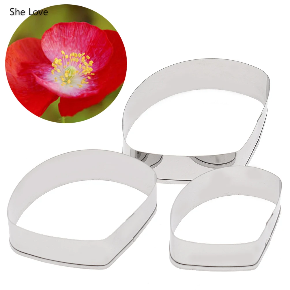 

She Love 3Pcs/set Stainless Steel Flower Cutter Molds Polymer Clay Tools Hibiscus Flower Petal Pattern Clay Cutting Diy Crafts