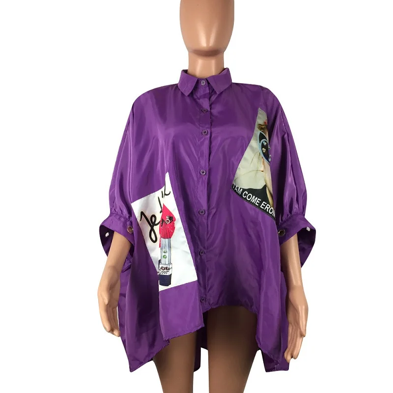 Женская Повседневная Свободная длинная рубашка Уличная С v-образным вырезом 3/4 рукав Dip Hem Асимметричная блузка элегантная женская верхняя одежда