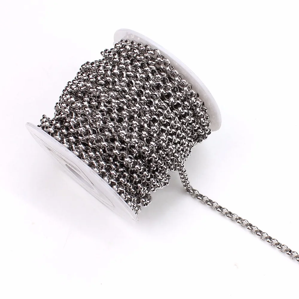 

5 yards/pack Stainless Steel Silver Tone Link-Opened Curb Chains 2/4mm Bulk Necklace Chains Fitting Jewelry Making Materials
