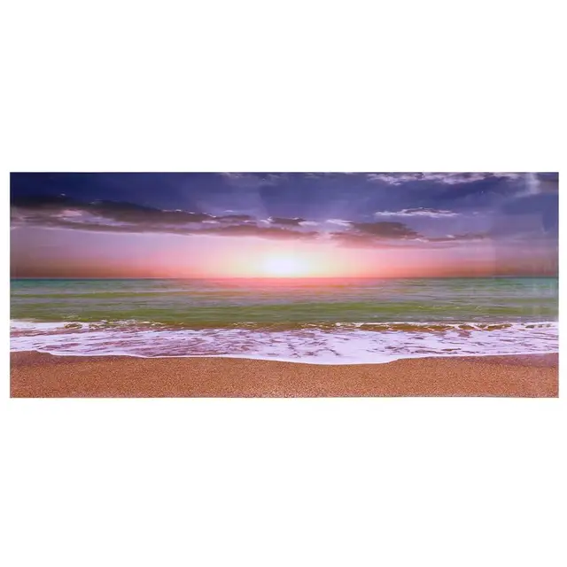 Zerodis Fish Tank Poster 3D Effect Adhesive Beach Sunset Poster Aquarium Backgrounds Decoration