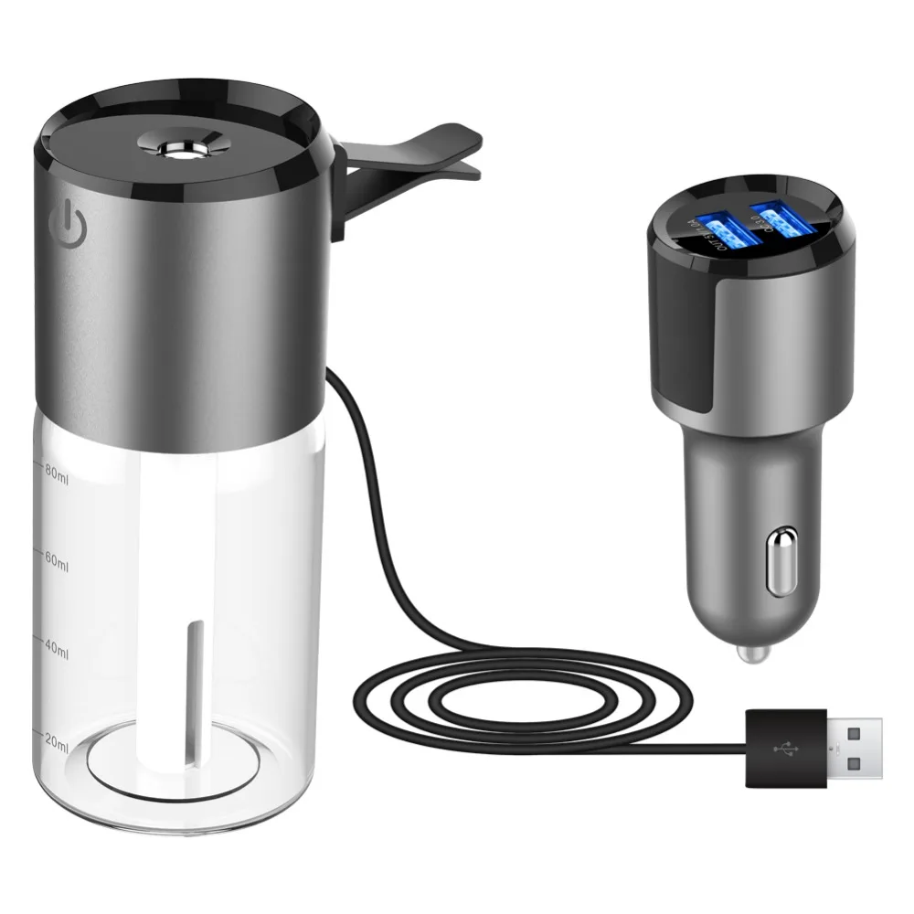 YASOKRO Dual USB Car charger Humidifier Mini Air Purifier Aroma Diffuser Auto Air Freshener Aromatherapy Mist Maker