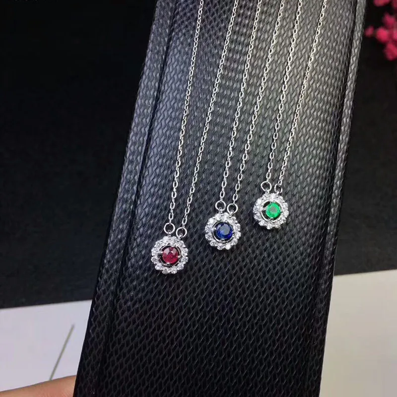 Qi Xuan_Fashion jewelry_colombia Green Stone Fashion Necklaces_S925 сплошная серебряная подвеска necklaces_прямая