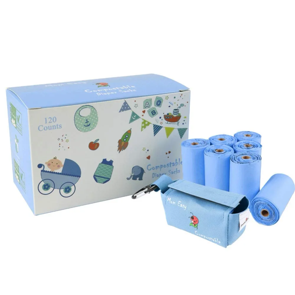 Beli Ibu Mudah 120 Hitungan Mudah Tie Bayi Kompos Popok Karung Biru Besar Biodegradable Tas Popok spesifikasi Ibu Mudah 120 Hitungan Mudah Tie Bayi Kompos Popok Karung Biru Besar Biodegradable Tas Popok