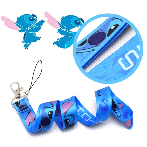 

Free Shipping 1Pcs stitch cartoon Lanyard ID Badge Holders Mobile Neck Keychains For Party Gifts QW-247