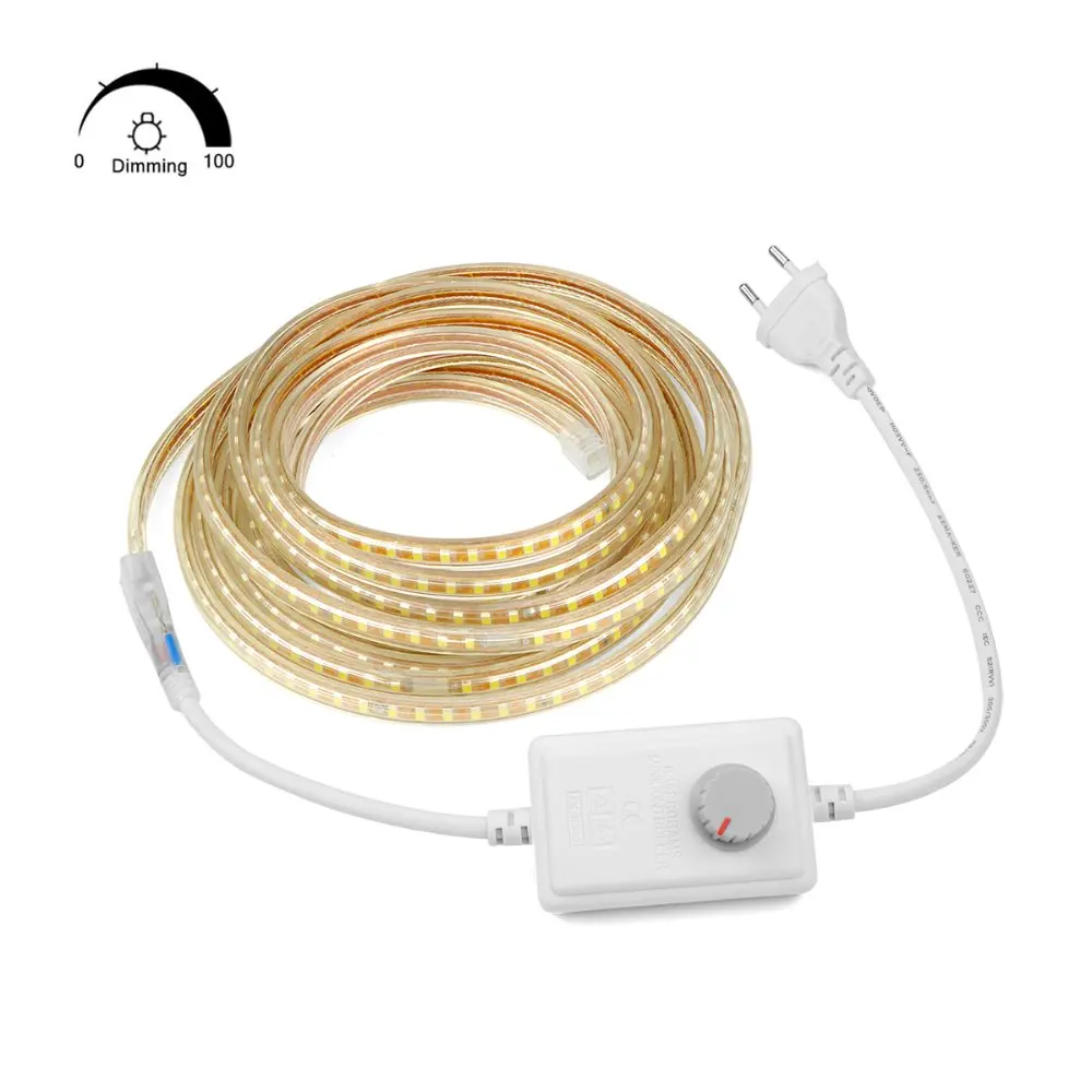 

AIMENGTE 1M/5M/10M/15M/20M/25M Dimmable 220V LED Strip Light SMD2835 IP67 Waterproof Silicone Tube for Christmas Indoor Decor