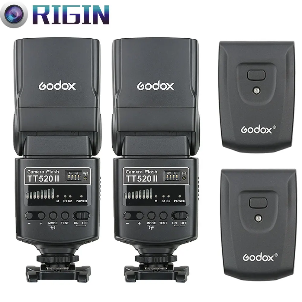 

Godox Camera Flash TT520II*2PCS GN33 with Build-in 433MHz Wireless Transmission+16 Channels Transmitter For All DSLR Cameras