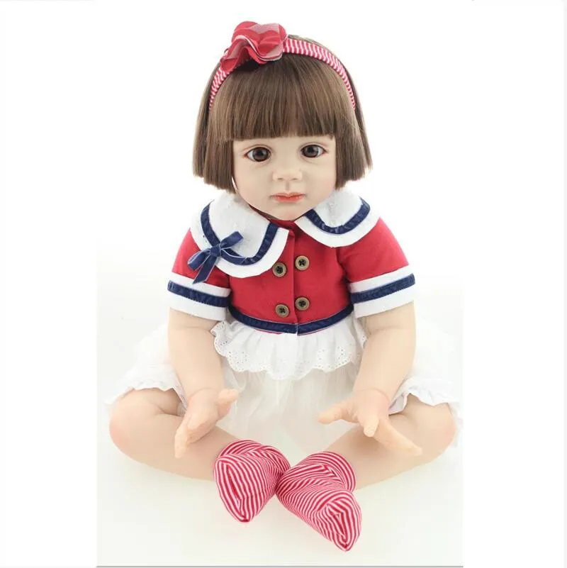 2016 Reborn Toddler Doll 60cm Big Girl Vinyl Soft Lifelike Babies Toys Short Hair Wig Fridolin Baby Life Real Surprises Doll