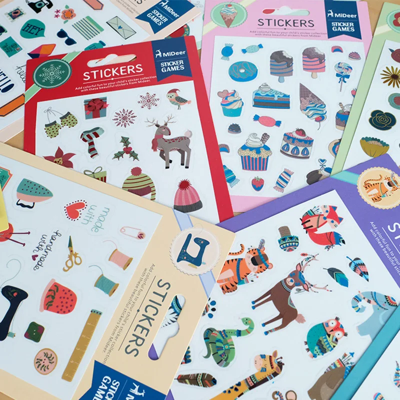 

2019 Mideer wonderful stickers cartoon colorful 9 styles for choose boy girl toy gift for parties christmas small rewards 11-409