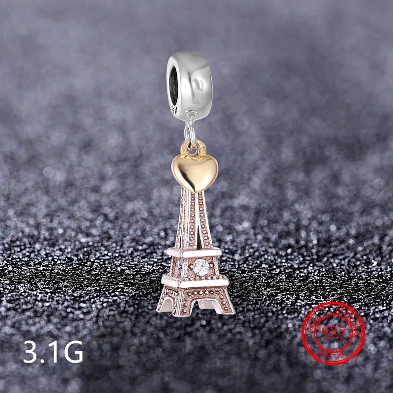 

925 sterling silver beads Pendant tower animal suitable for Pandora original charm bracelet DIY jewelry production