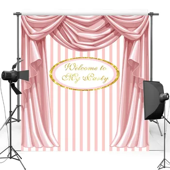 

Vinyl Backdrop For Children Wedding Pink Curtain New Fabric Flannel Photography Background For Baby Party Photo studio iv-075