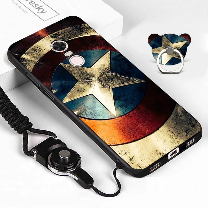 

Patterned Case with Ring Holder&Strap Matte Soft TPU Case for Redmi note 5A 5 Plus 3s note 4X 4A Cartoon Cute Flower Back Shell
