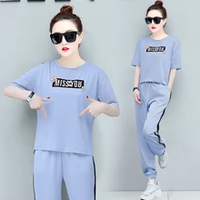 2020 Blue Tracksuits for Women Outfit Sportswear Fitness Co-ord Set Two 2 Piece Set Plus Size Pants Suits and Top Summer Clothes 2020 Blue Tracksuits for Women Outfit Sportswear Fitness Co-ord Set Two 2 Piece Set Plus Size Pants Suits and Top Summer Clothes