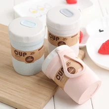 300 мл Пшеничная солома портативный двухслойный портативный офисный кофейный чайный чашка кружки подарки микроволновая печь доступны герметичные