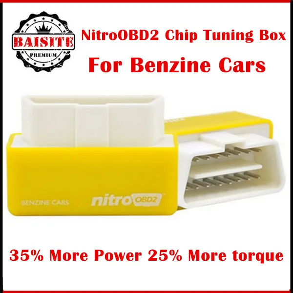 Yellow Best NitroOBD2 Chip Tuning Box For Benzine Cars Nitro OBD2 Plug