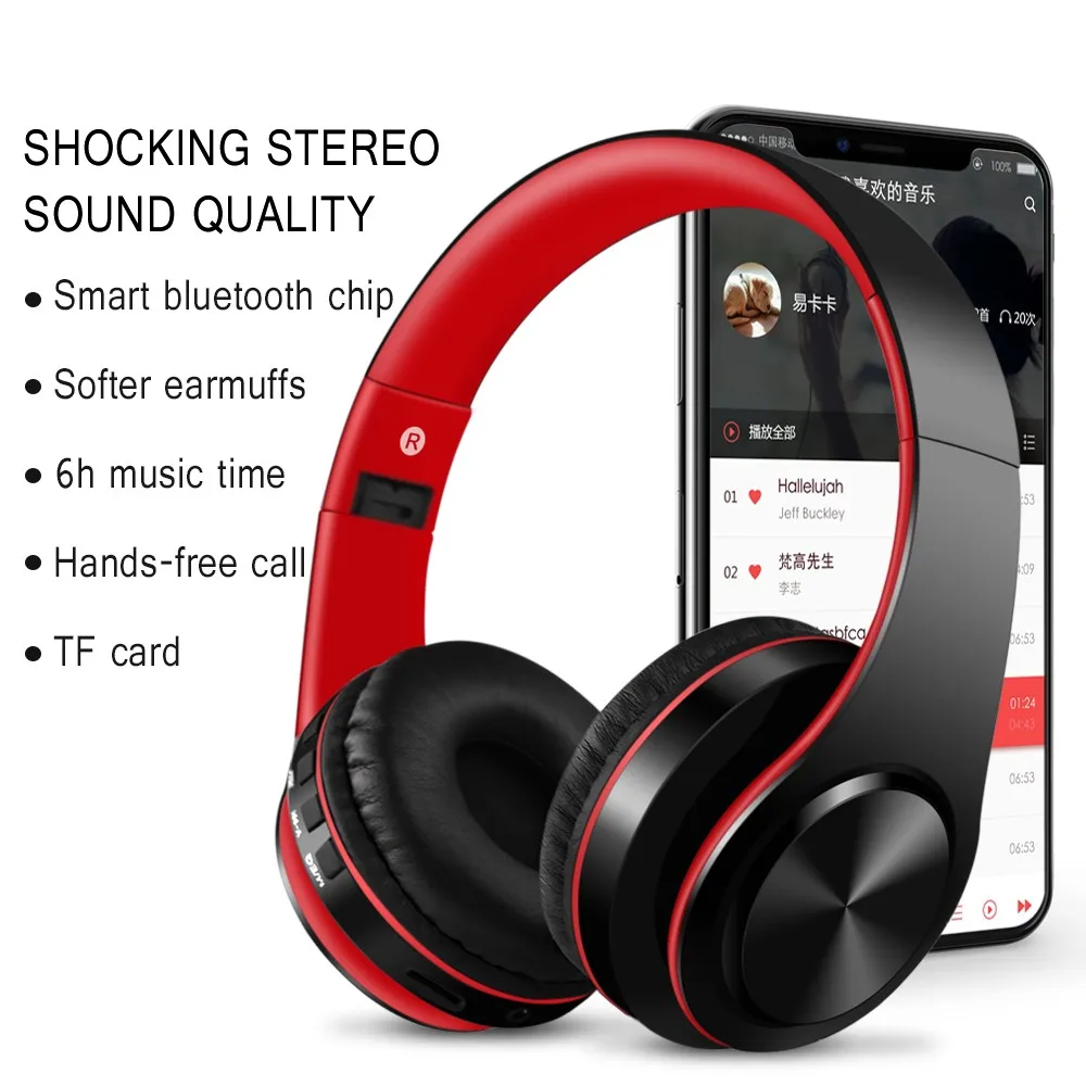 HATOSTEPED Wireless Bluetooth Gaming Headphones with Mic/FM for Mobile Phone and PC image 3