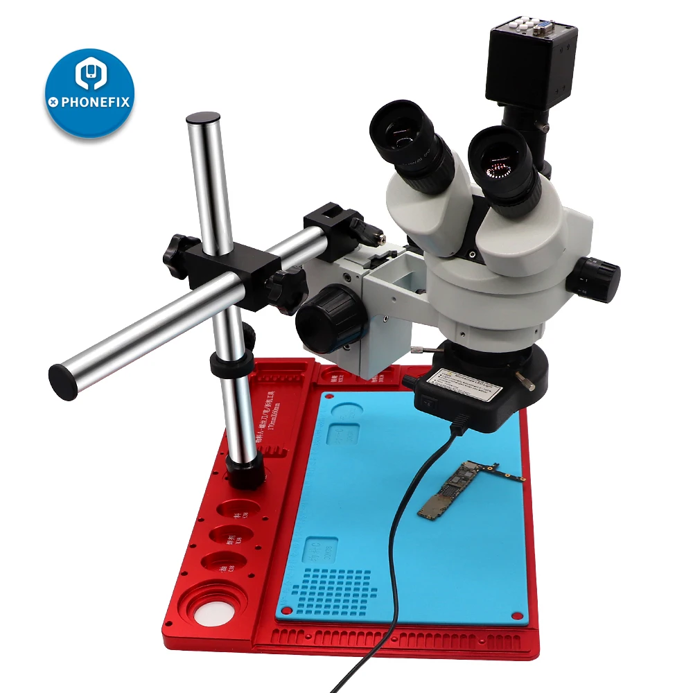 US $229.00 35X90X Trinocular Zoom Stereo Microscope 360 Degree Rotation Arm Digital HDMI Camera With Soldering Mat for Phone PCB Repair