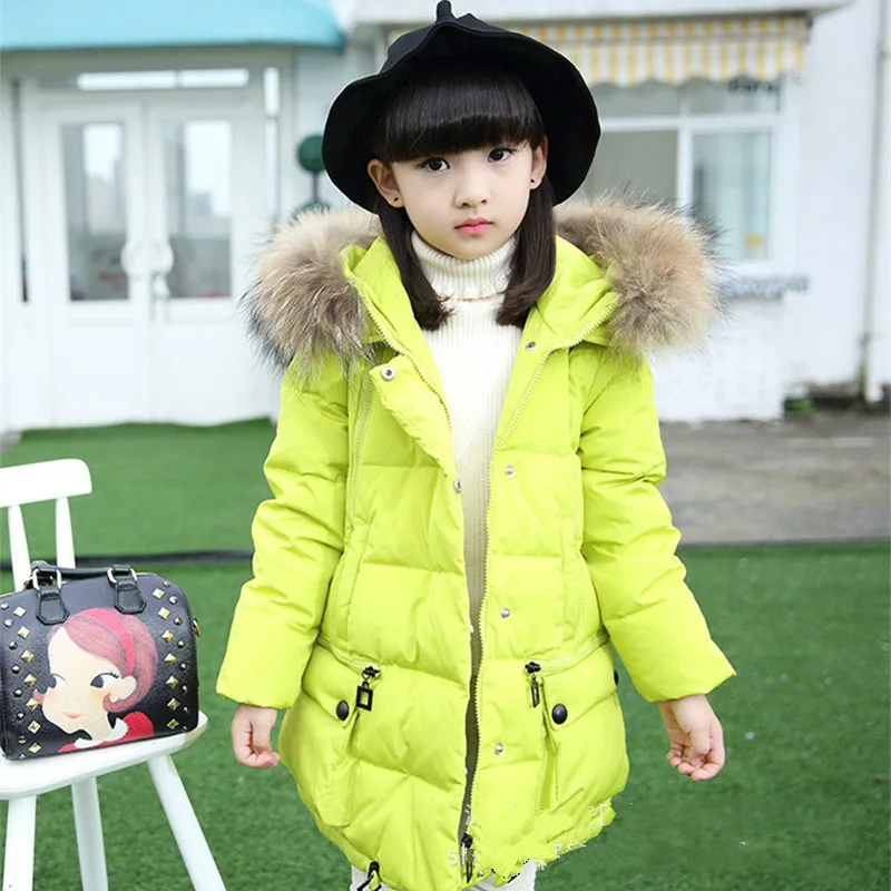 Г. Модная однотонная зимняя куртка с меховым капюшоном для девочек-подростков, хлопковая пуховая парка зимнее плотное теплое Детское пальто для девочек