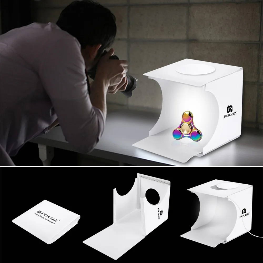 2 светодиодный складной лайтбокс 22*23 фотография Фотостудия софтбокс портативный софтбокс Регулируемая яркость световая коробка для DSLR кам...