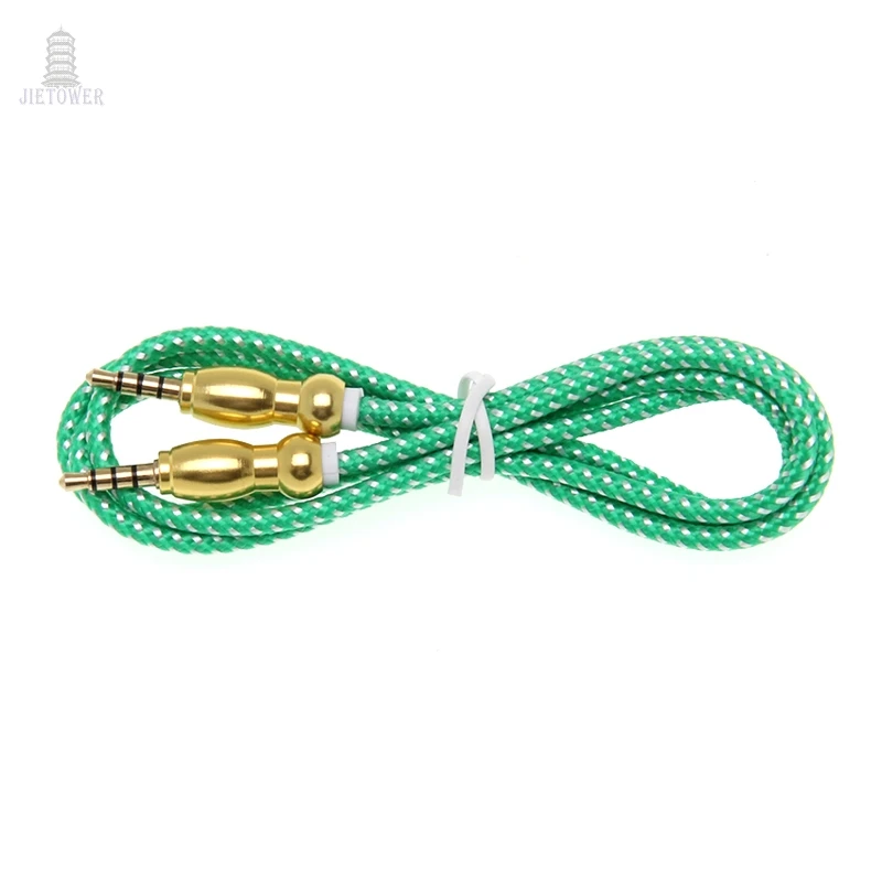 500pcs lot 2018 NEW HOT SALE Braided Metal Gourd Head AUX Car Audio Cable 3 5mm Car Audio Male to Male Audio Cable for headphone