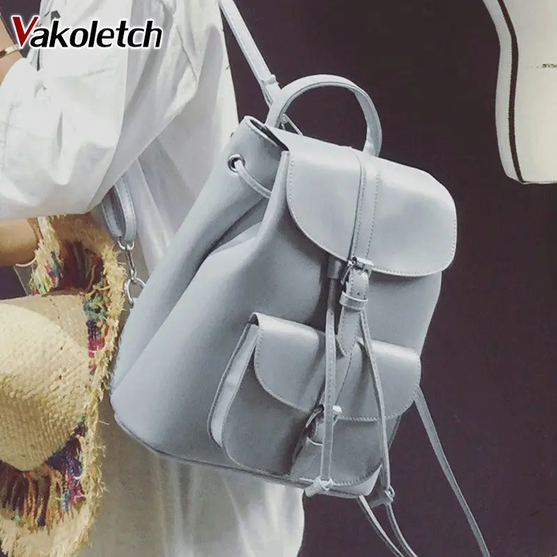 

High quality ladies Bagpack Women's Drawstring PU Leather Backpack School bags for Teenage Girls Backpacks for Women KL326
