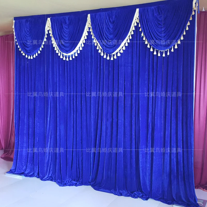 

Express free shipping 3Mx3M New Design Wedding Backdrop Curtain with Swags for SALE Js-029 Hot Sale