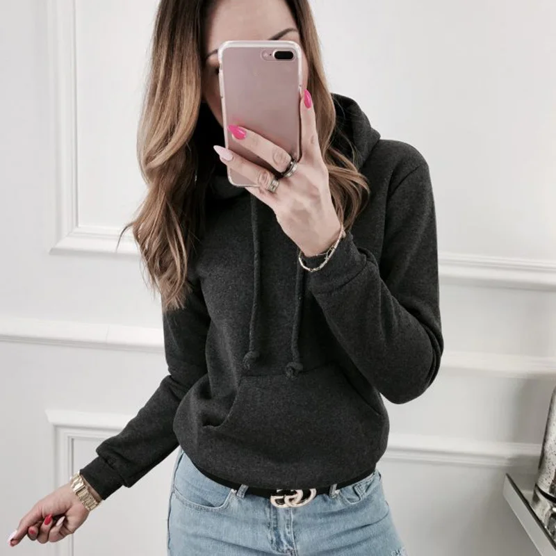 New 2019 Womens Long Sleeve Hoodie Autumn Women Sweatshirt Jumper Hooded Pullovers Casual Loose Leisure Tops Pullovers Plus Size