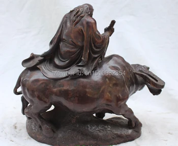 

13"Chinese Bronze Damo Dharma Arhat Buddha On Rhinoceros Bull Oxen Animal Statue