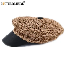 Соломенная Кепка BUTTERMERE Newsboy для женщин; сезон весна-лето; женская кепка Baker Boy в винтажном стиле; восьмиугольная кепка; брендовая Повседневная Женская Берет