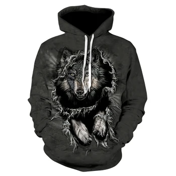 

New Size S-3XL Autumn Winter Men/Women 3D Hoodies Animals Wolf man
