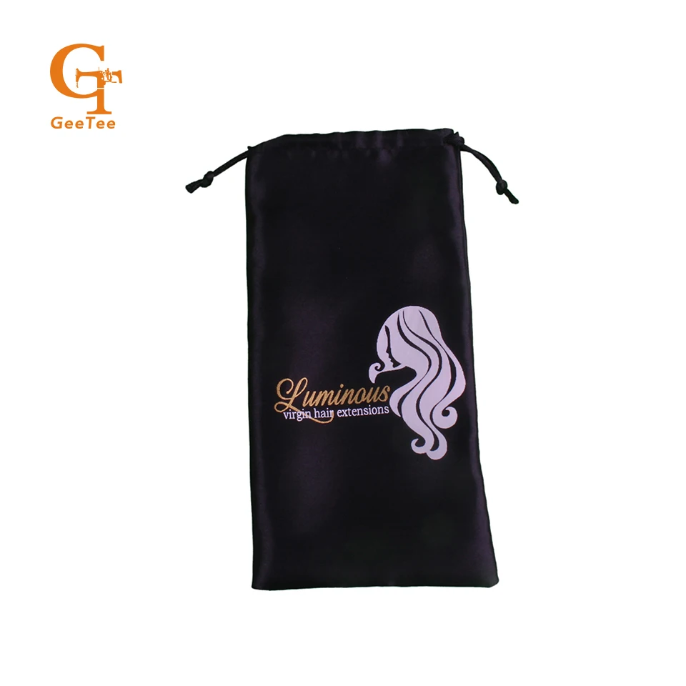 Custom Brand Virgin Hair Bundle Extensions Silk Satin Packaging
