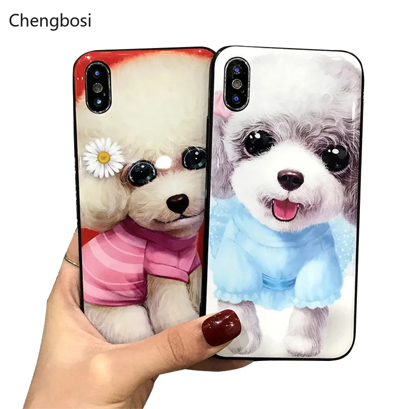 

Poodle Cute Dog Painted Phone Case Cover for iPhone 6 7 8s plus X Cartoon All-inclusive Soft Protective case for Huawei P20 P10
