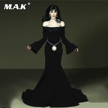 

1/6 Sexy Female black Long Evening Dress Belt Clothing Model Necklace For 12" Big Bust Action Figure Accessories Clothes