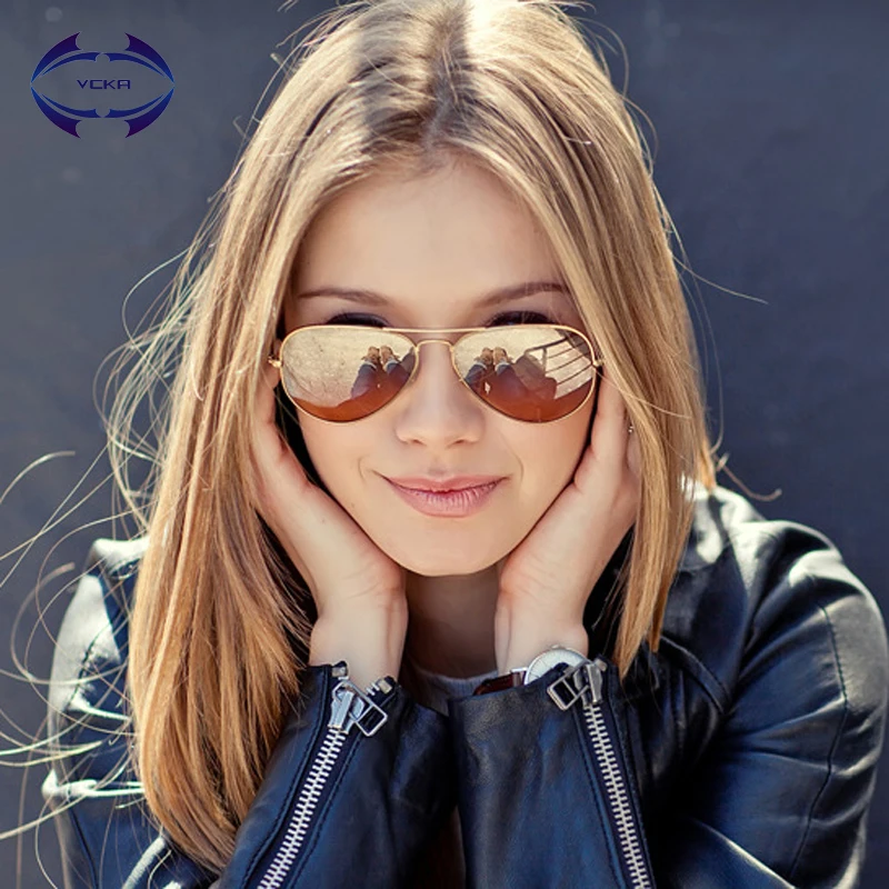

VCKA Brand Classic Polarized Sunglasses pilot Men Women Colorful Reflective Lens Eyewear Accessories Retro Sun Glasses UV400