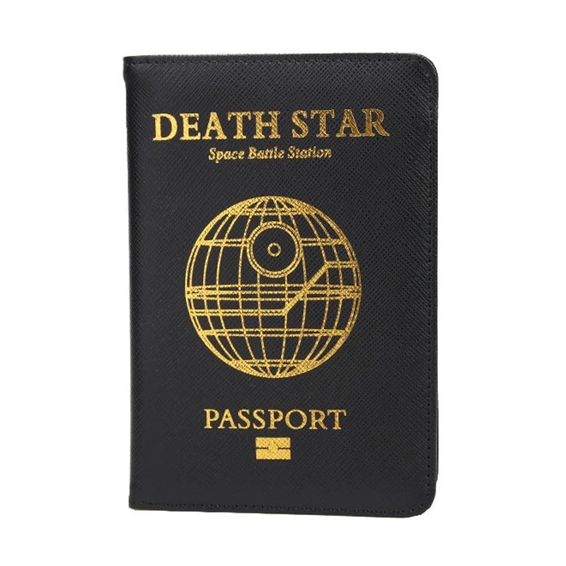 

DIKEDAKU Planet Death Star Passport Holder Men Rfid Cross Pattern Pu Leather Passport Cover Credit Cards Travel Passport Case