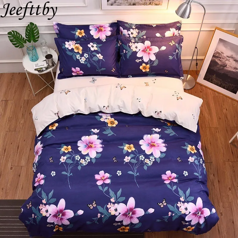 Jeefttby горячая домашний текстиль Постельное белье 3/4 шт завод цветок пододеяльник плоский лист наволочку Стёганое одеяло покрывало