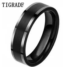 6mm negro tungsten carburo de fibra de carbono del anillo de bodas de compromiso band mujeres hombres joyería entregar a ee.uu. almacén envío rápido