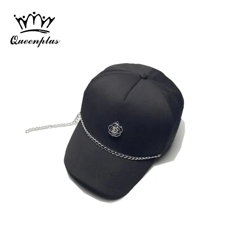 

2017 Personality trendsetter Rose chain Mercerizing Cotton Curved Brim Eaves Circular ring Baseball cap  Hip hop
