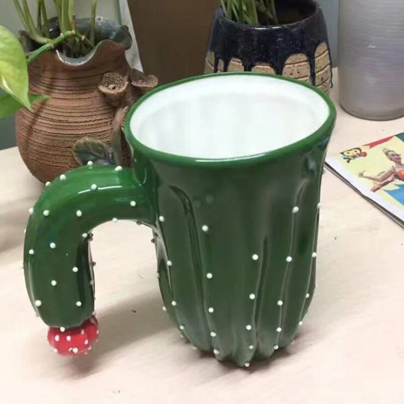 Креативная керамическая чашка Ручная роспись 3D кружка кофейная молочная кактус
