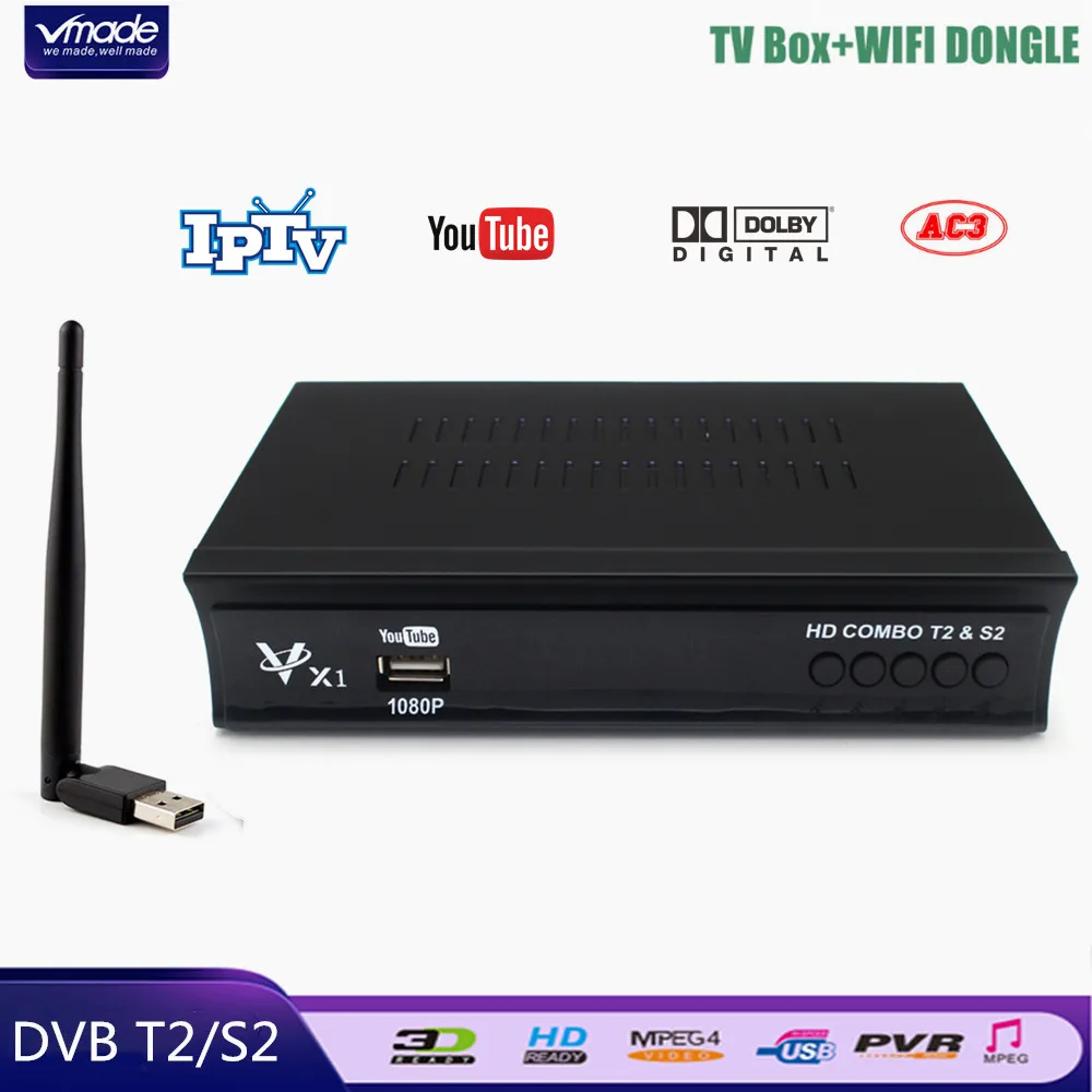 

Vmade DVB-T2S2 + WIFI Combo Satellite TV Receiver Support Dolby Cccam IPTV TV Tuner Box HD 1080P Digital Terrestrial Receptor