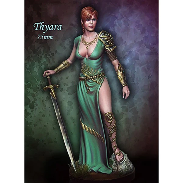 

Unpainted Kit 1/24 75mm THYARA woman soldier with sword 75mm Resin Figure miniature garage kit