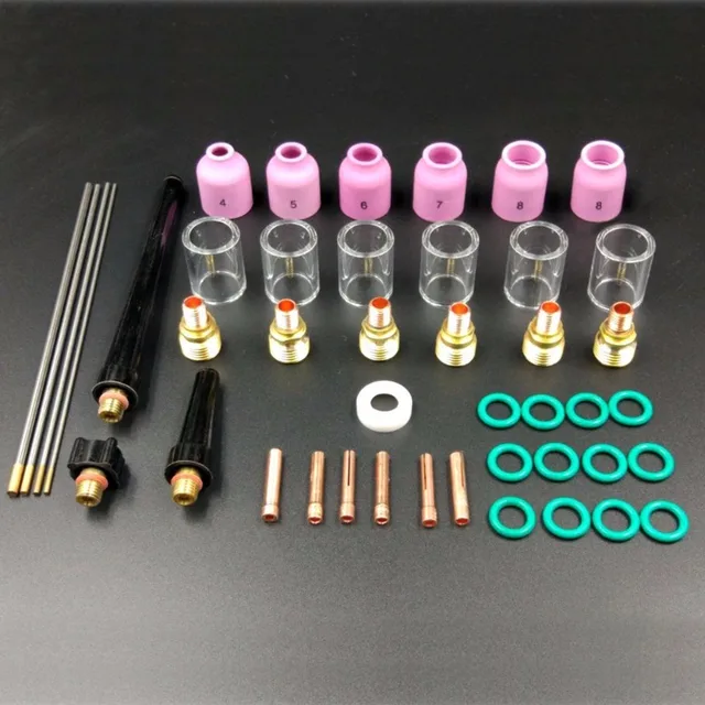 44Pcs/set TIG Welding Torch Nozzle Cup WL20 Tungsten Gas Lens 10 Kit