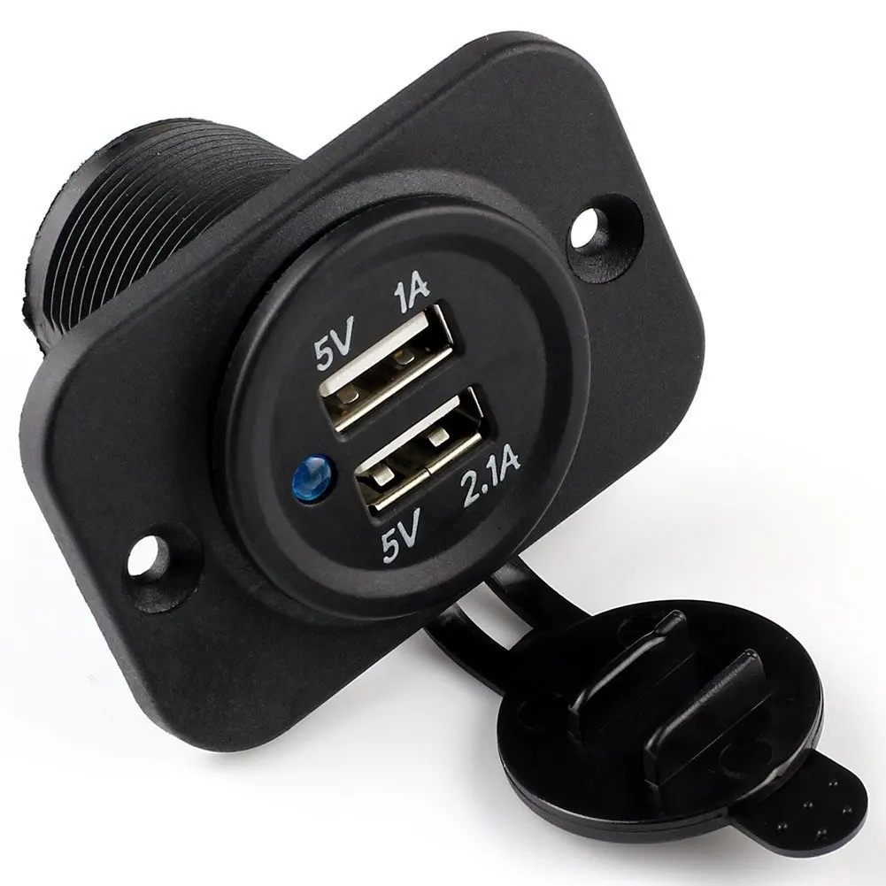 1A/2.1A Charger Socket For Car Boat Motorcycle 12v Dual 2 USB Outlet