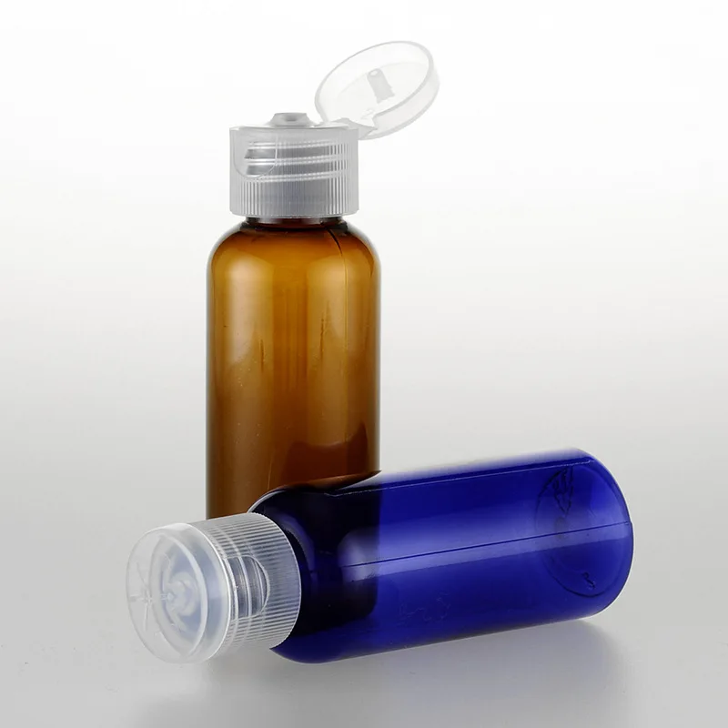 5pcs/set 50ml flip-top cap bottle Round shoulder bottle Emulsion PET shampoo bottle Cosmetic Sub-bottle wholesale BQ150