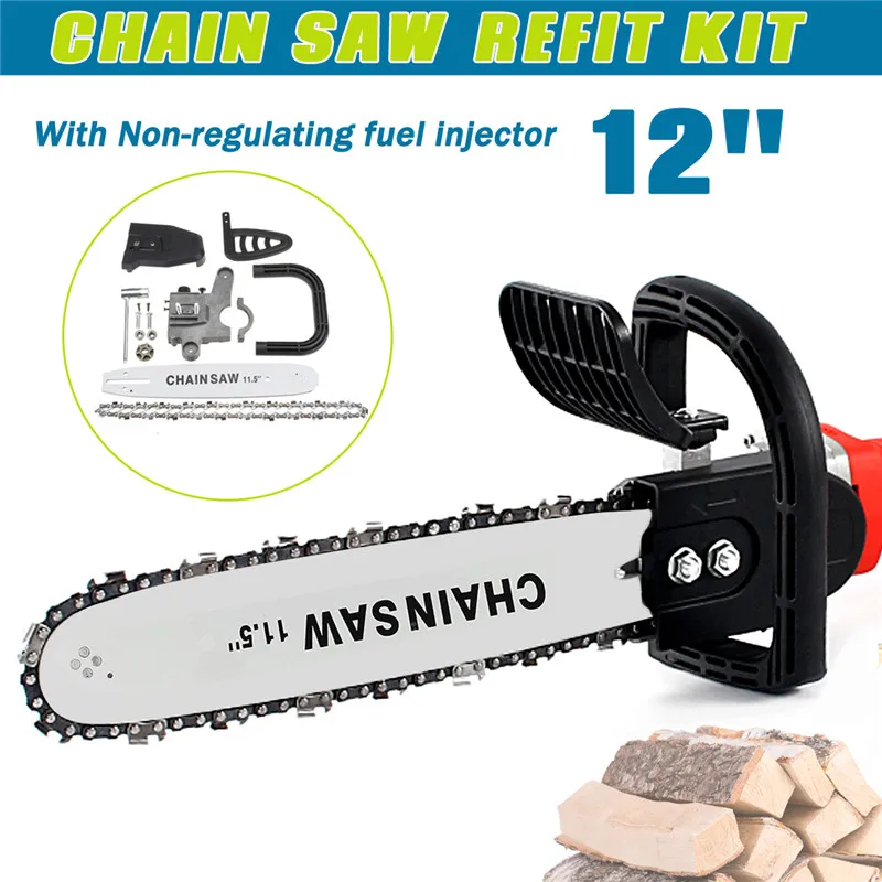 

New 12 Inch 42cm Chainsaw Bracket For 100 Change Angle Grinder Into Chain Saw Woodworking Non-Regulating Chainsaw Refit Kit Set