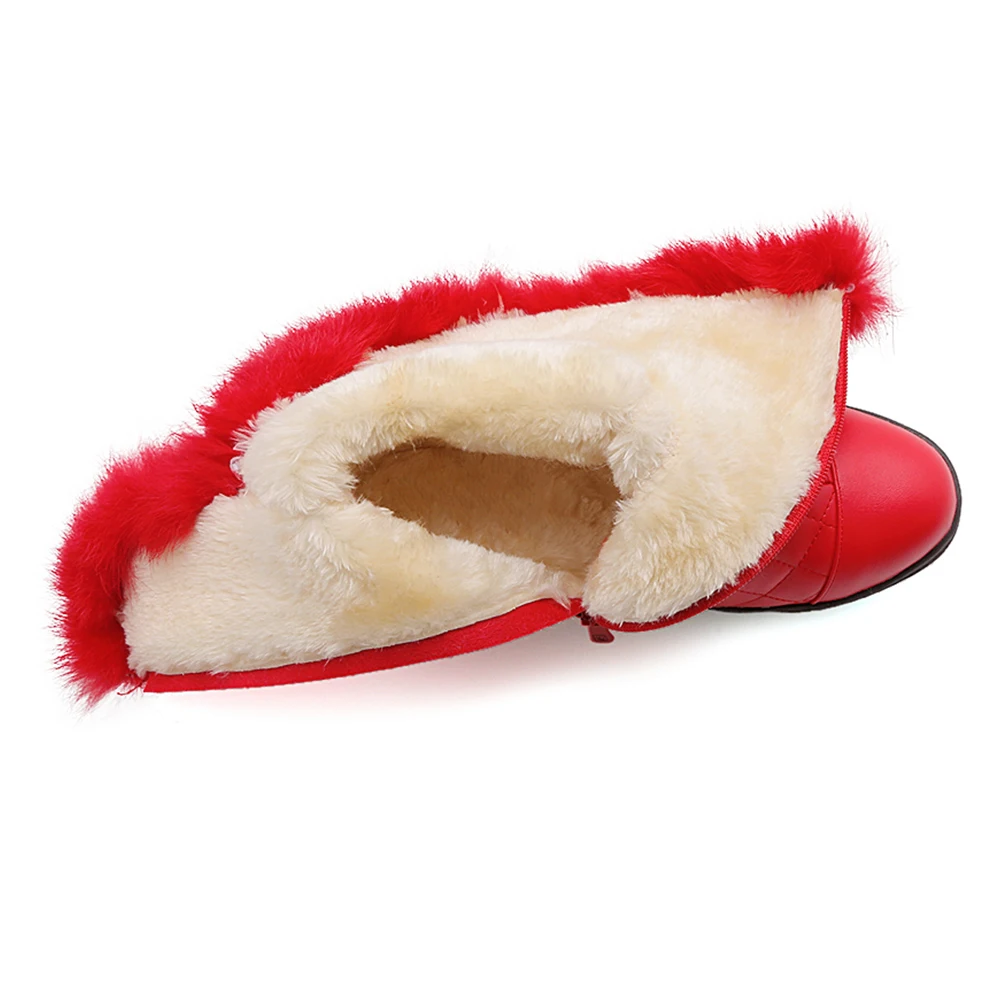 DoraTasia New Popular Women Snow Boots Faux Fur Increased Heels Warm Fur Inside Solid Winter Boots Female Shoes Woman 31-41