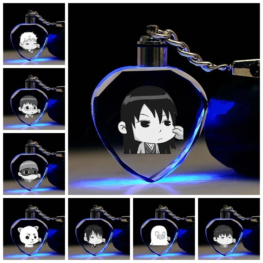 

IVYYE Gintama Role Heart shaped Anime LED Key Chains Figure Keyring Crystal Toy Keychain Light Keyholder Unisex Gifts NEW