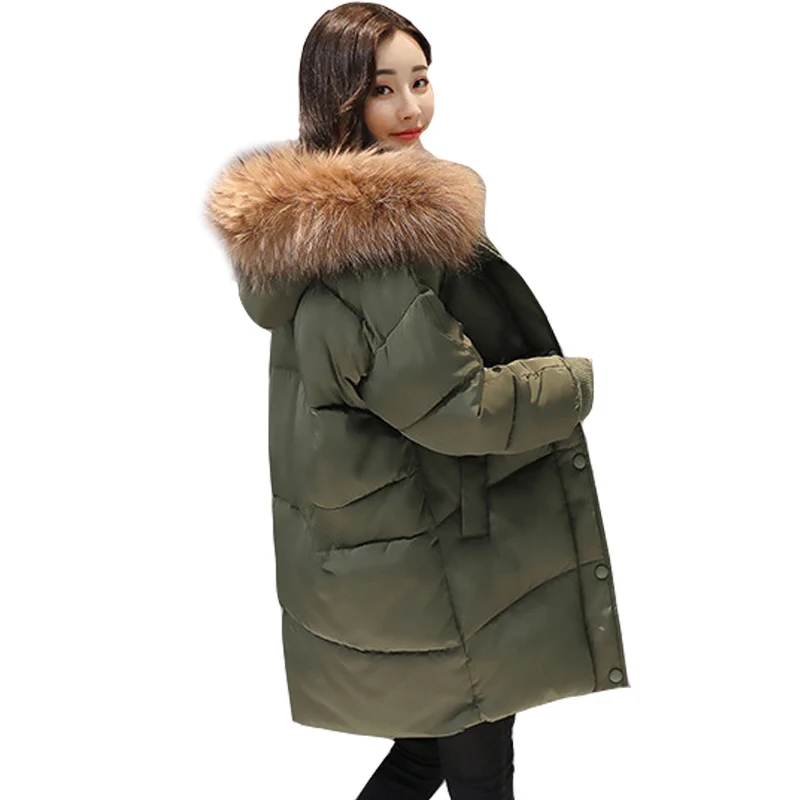 2018 New yellow Winter Jacket Women Parka Fake Fur Collar Down Wadded Female outerwear Cotton-Padded Jackets Women Winter Coat